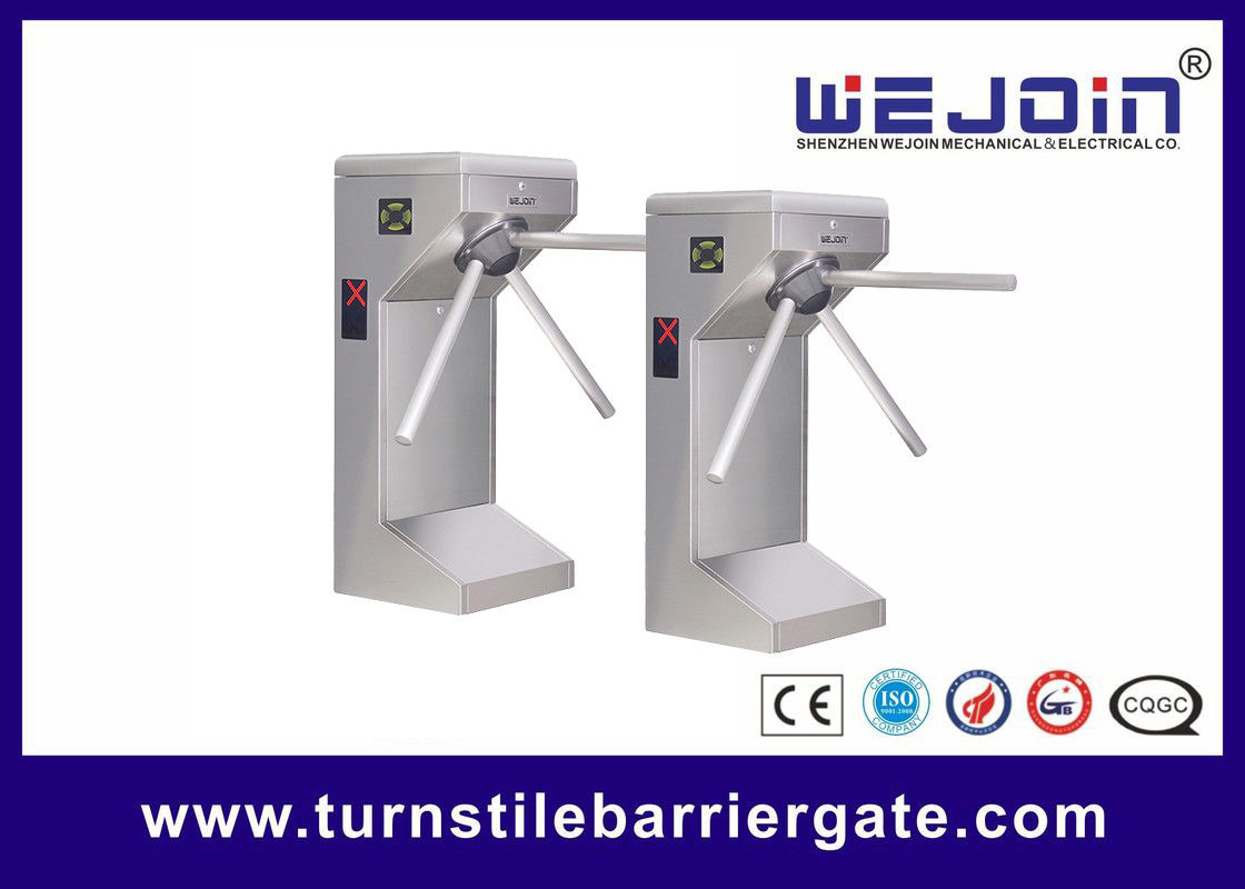 Drop arm Semi-automatic stainless steel Tripod Turnstiles with Controller and Fingerprint, RFID Reader