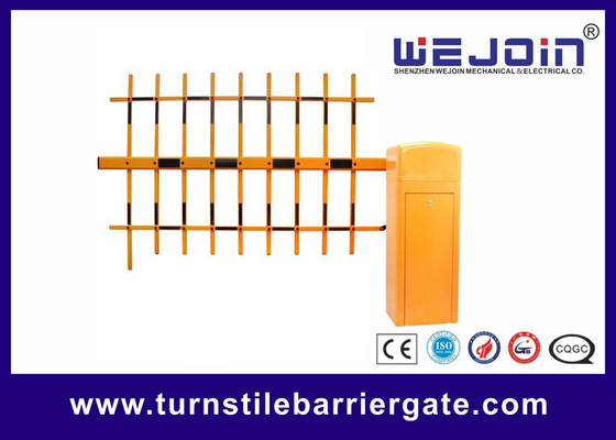 Color Amarillo 4m Barrera de brazo de tres vallas Motor sin escobillas DC24V Reversión automática en caso de obstrucción